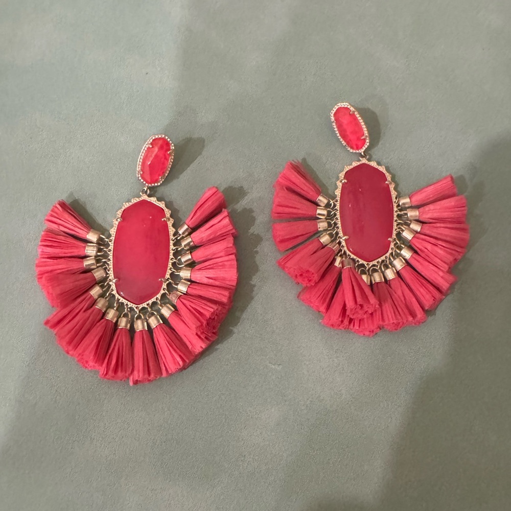 Kendra Scott Pink Agate Fringe Tassel Earrings